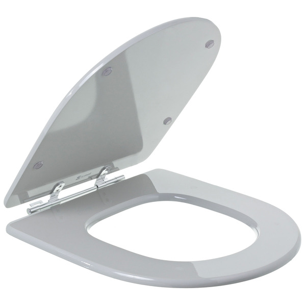 Assento Sanitário Formatos Riviera, Nexo e Smart com Fechamento Comum Quadrado MDF Cinza Sicmol