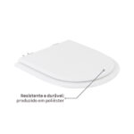 Assento Sanitário Formatos Riviera e Smart com Soft Close Quadrado Poliéster Branco Sensea - Imagem 4