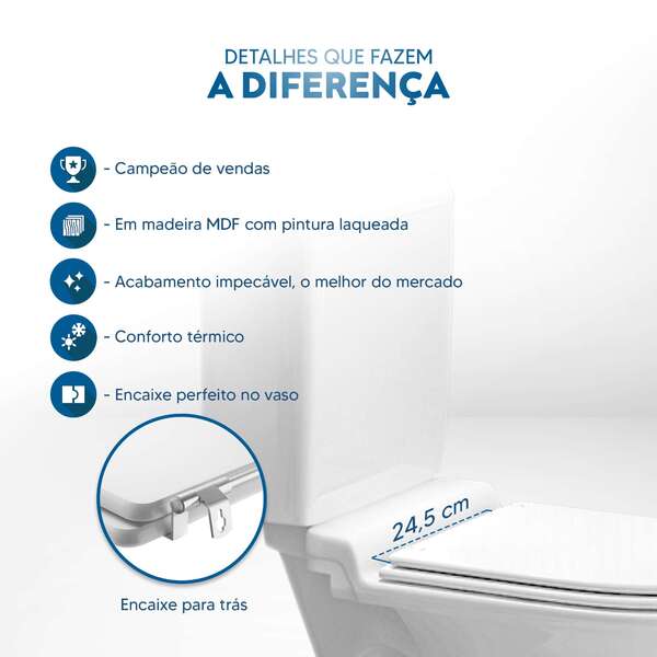 Assento Sanitário Calypso Branco Para Vaso Incepa Laufen - Imagem 5