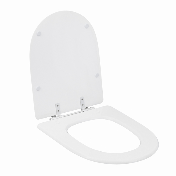 Assento Sanitário Formatos Carrara com Fechamento Comum Quadrado Poliéster Branco Sensea