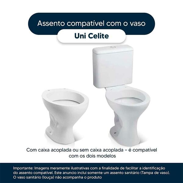 Assento Sanitário Com Amortecedor Uni Branco Para Vaso Celite - Imagem 3