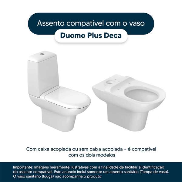 Assento Sanitário Duomo Plus Branco Para Vaso Deca - Imagem 4