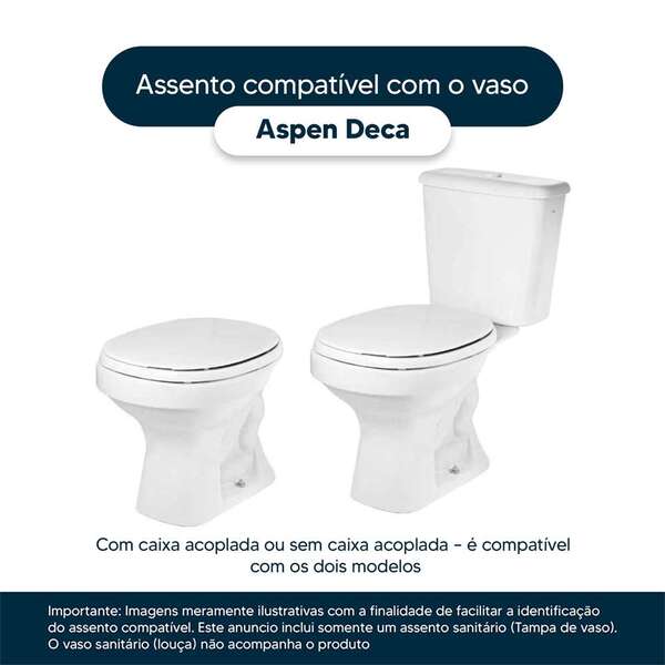 Assento Sanitario Fechamento Lento Aspen Branco Louça Deca - Imagem 3
