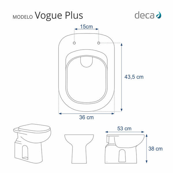 Assento Sanitário Fechamento Lento Vogue Plus Branco Para Vaso Deca - Imagem 5
