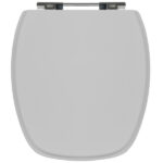 Assento Sanitário Formatos Monte Carlo com Fechamento Comum Quadrado Madeira Cinza Sicmol