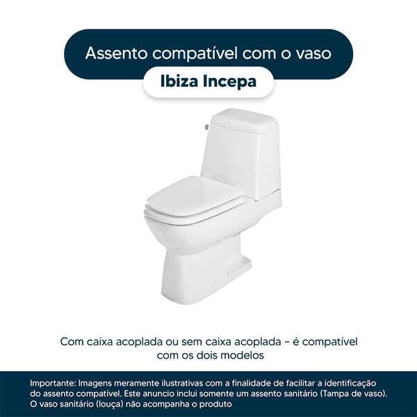 Assento Sanitário Ibiza Branco Para Vaso Incepa Cidamar - Imagem 4