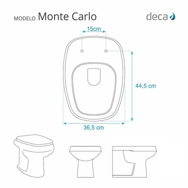 Assento Sanitário Laqueado Monte Carlo Branco Para Vaso Deca - Imagem 3