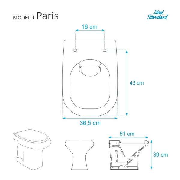 Assento Sanitario Paris Bone (bege Claro) Para Vaso Ideal Standard - Imagem 3