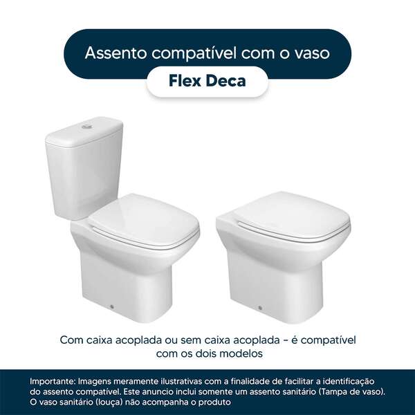 Assento Sanitário Poliester Flex Branco Para Vaso Deca - Imagem 4