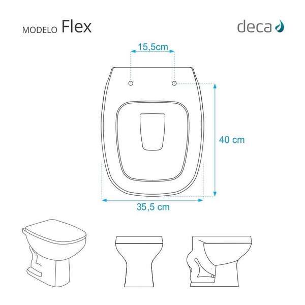 Assento Sanitário Poliester Flex Branco Para Vaso Deca - Imagem 5