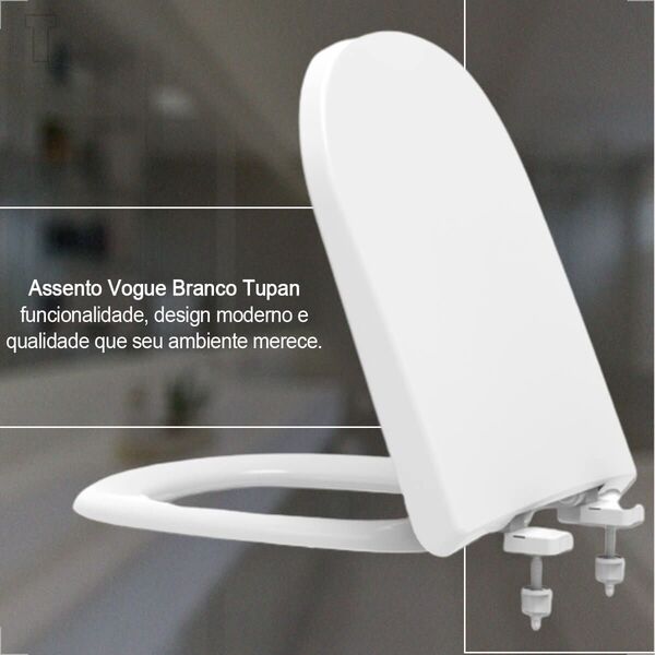 Assento Sanitário Quadrado Polipropileno Branco com Fechamento Comum Tupan - Imagem 10