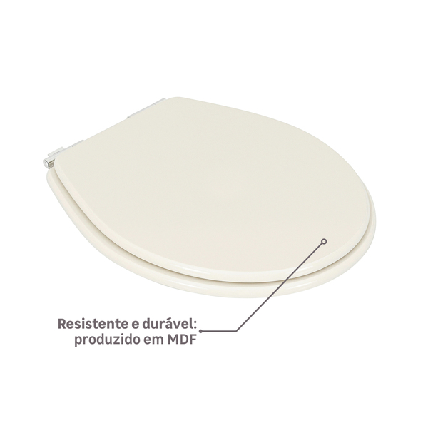 Assento Sanitário Formatos Ravena, Targa, Izy e Studio com Fechamento Comum Oval MDF Creme Sicmol - Imagem 3