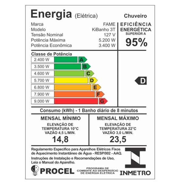 Chuveiro Ducha Fame Nova Kibanho 3 Temperaturas 110v - Imagem 7