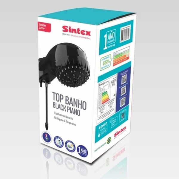 Chuveiro Ducha Top Banho Black Piano Sintex 220v - Imagem 5