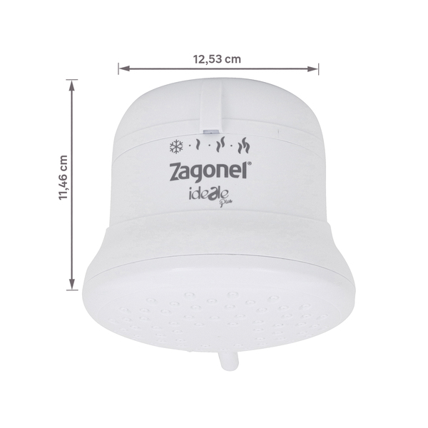 Chuveiro Elétrico Multitemperatura 127V (110V) 5500w Branco Redondo Ideale Plus sem Cano Zagonel - Imagem 5
