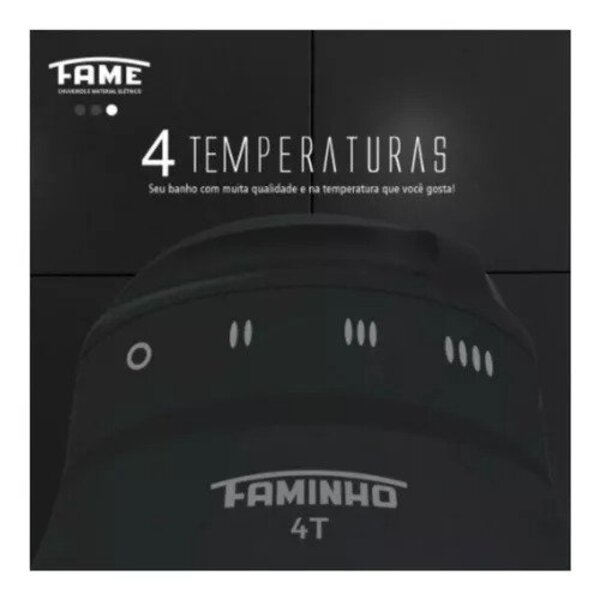 Chuveiro Elétrico Ducha Faminho Black 4t C/ Cano Preto 220v - Imagem 4