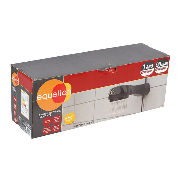 Chuveiro Elétrico Eletrônico 127V (110V) 5500w Preto Redondo Luka Equation - Imagem 8