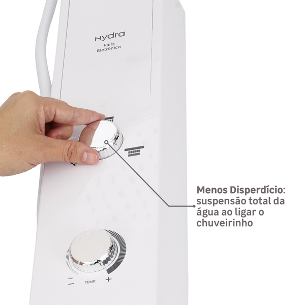Chuveiro Elétrico Eletrônico 127V (110V) 5500w Branco e Cromado Quadrado Falls Hydra - Imagem 7