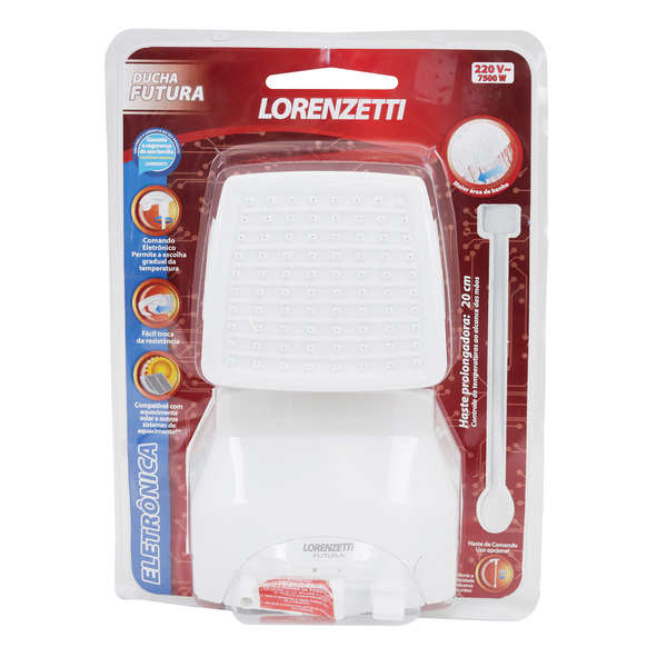 Chuveiro Elétrico Eletrônico 220V 7500w Branco Quadrado Futura Lorenzetti - Imagem 8