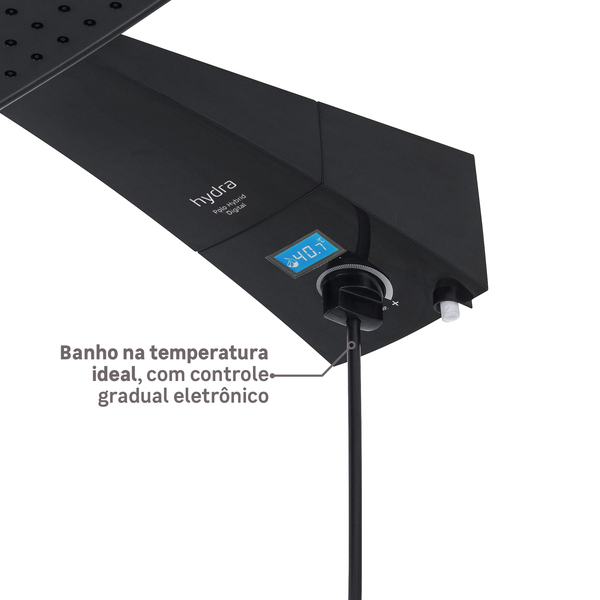 Chuveiro Elétrico Híbrido Eletrônico com Visor Digital 220V 7700w Preto Quadrado Polo Plus Hydra - Imagem 6