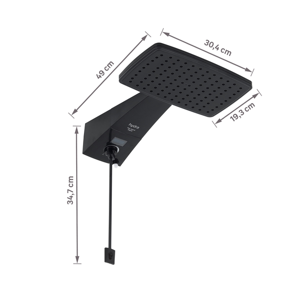 Chuveiro Elétrico Híbrido Eletrônico com Visor Digital 220V 7700w Preto Quadrado Polo Plus Hydra - Imagem 8