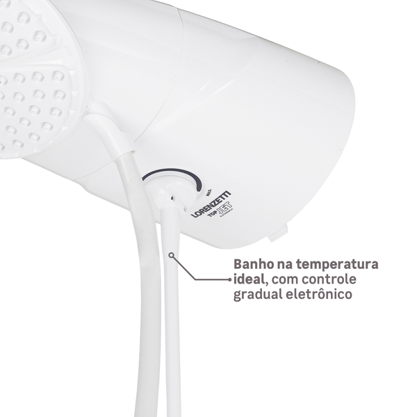 Chuveiro Elétrico Eletrônico 127V (110V) 5500w Branco Redondo Top Jet Lorenzetti - Imagem 5