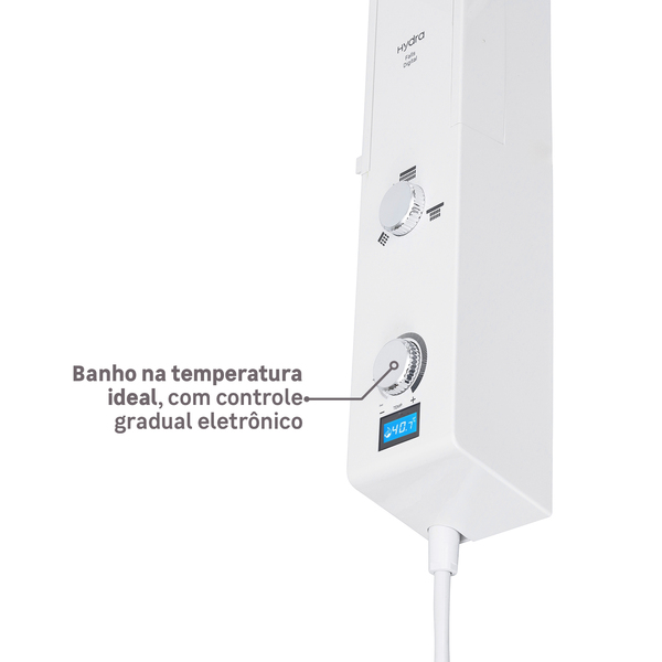 Chuveiro Elétrico Eletrônico com Visor Digital 127V (110V) 5500w Branco e Cromado Quadrado Falls Digital Hydra - Imagem 10