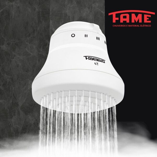 Chuveiro Elétrico 127V (110V) 5400W Branco Redondo Faminho 4T sem Cano Fame - Imagem 4
