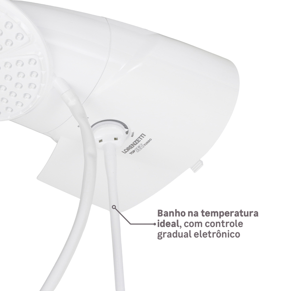 Chuveiro Elétrico Eletrônico 220V 7500w Branco Redondo com Pressurizador Top Jet Lorenzetti - Imagem 6