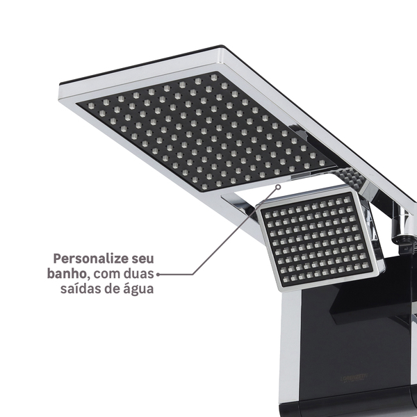 Chuveiro Elétrico Eletrônico 220V 7800w Preto e Cromado Quadrado Acqua Duo Ultra Lorenzetti - Imagem 7