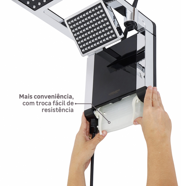 Chuveiro Elétrico Eletrônico 220V 7800w Preto e Cromado Quadrado Acqua Duo Ultra Lorenzetti - Imagem 6