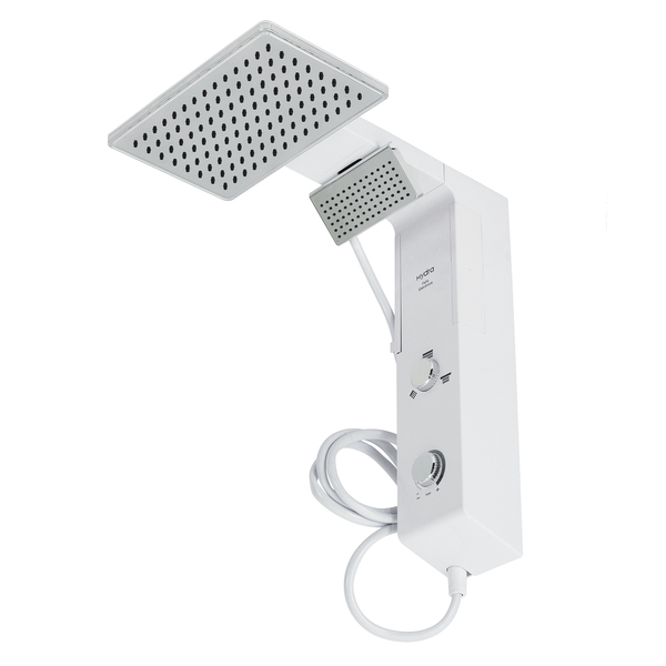 Chuveiro Elétrico Eletrônico 220V 7700w Branco e Cromado Quadrado Falls Hydra