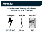 Chuveiro Eletrônico 127V (110V) 5400W Branco Evidence Fame - Imagem 4