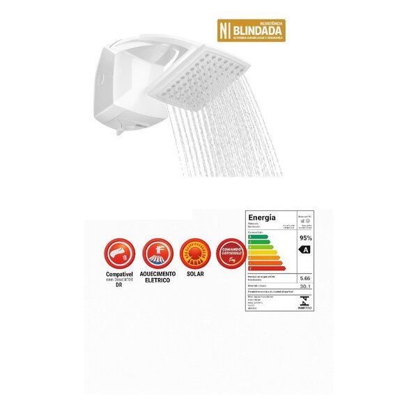 Chuveiro Elétrico Eletrônico 220V 7500W Branco Quadrado Futura Lorenzetti - Imagem 4