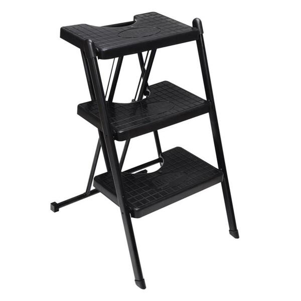 Escada 3 Degraus Dobrável Resistente Aço Anodilar Preta - Imagem 4