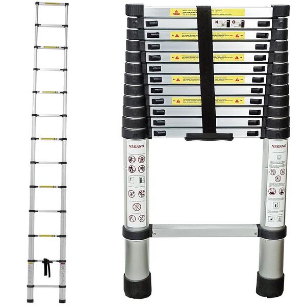 Escada Alumínio Telescópica 3.8 M 13 Degraus - Multifuncional