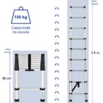 Escada Alumino Extensiva Telescópica 13 Degraus Zaganza - Imagem 4