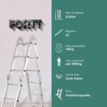 Escada Articulada Multifuncional 4x3 Alumínio Fortt 12 Degraus 3.34m - Eam4x3 - Imagem 8