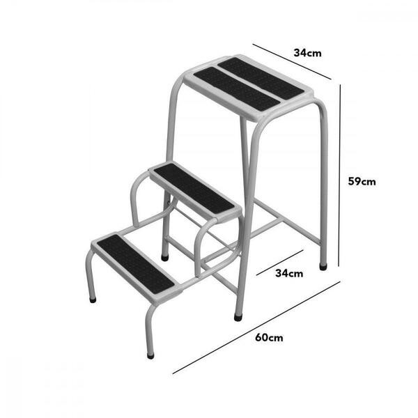 Escada Banqueta Dobrável 3 Degraus Antiderrapante Reforçada - Imagem 2