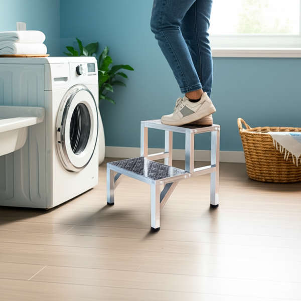 Escada De Alumínio Banqueta 02 Degraus Super Reforçada. - Imagem 4