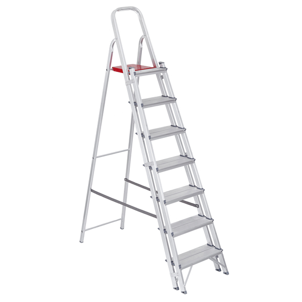 Escada De Alumínio Dupla 7 Degraus Natural 120kg Reisam