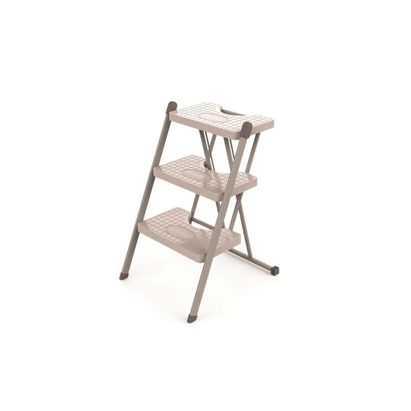 Escada Retrátil 3 Degraus Cinza Primacor Até 120kg Anodilar