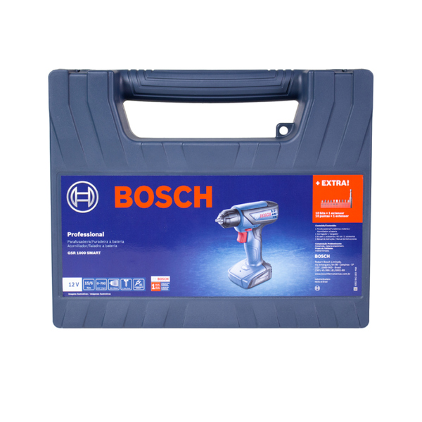 Furadeira e Parafusadeira a Bateria Smart Bosch com Carregador 10 Bits e Extensor Universal 12V 1/4" GSR 1000 Bivolt - Imagem 7