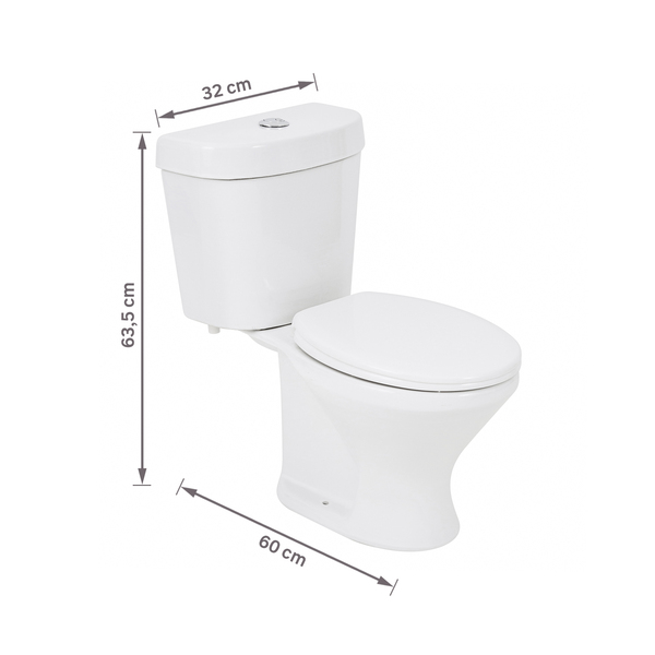 Kit Vaso Sanitário com Caixa Acoplada e Assento Branco Duplo Acionamento 3/6L Saída Vertical Infantil Icasa - Imagem 9