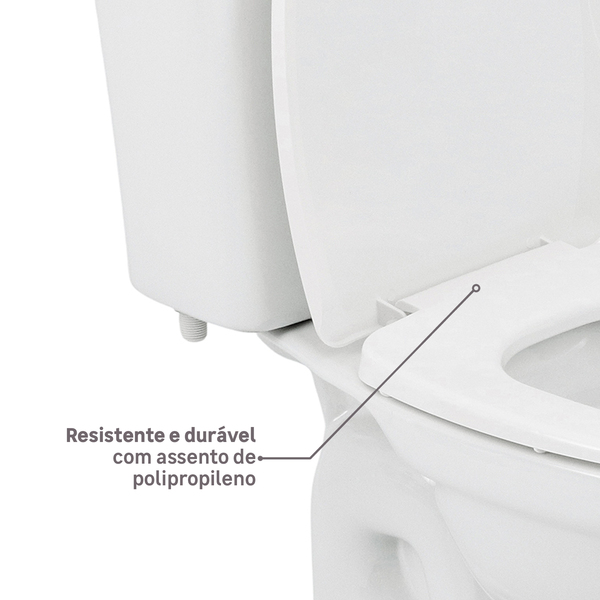 Kit Vaso Sanitário com Caixa Acoplada e Assento Branco Duplo Acionamento 3/6L Saída Vertical Mariana Icasa - Imagem 8