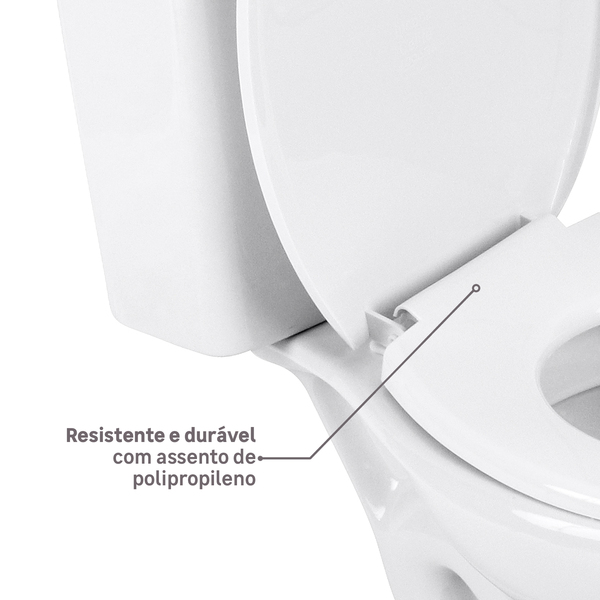 Kit Vaso Sanitário com Caixa Acoplada e Assento Branco Duplo Acionamento 3/6L Saída Vertical Saveiro Celite - Imagem 6