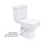 Kit Vaso Sanitário com Caixa Acoplada e Assento Branco Duplo Acionamento 3/6L Vertical Lyon Plus Sensea - Imagem 5