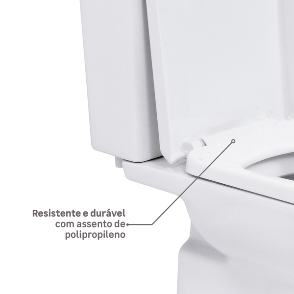 Kit Vaso Sanitário com Caixa Acoplada e Assento Branco Duplo Acionamento 3/6L Vertical Lyon Plus Sensea - Imagem 7