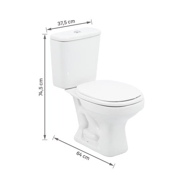 Kit Vaso Sanitário com Caixa Acoplada e Assento Branco Duplo Acionamento 3/6L Saída Vertical Aspen Deca - Imagem 9