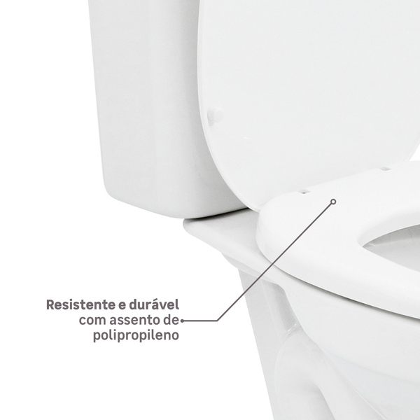 Kit Vaso Sanitário com Caixa Acoplada e Assento Branco Duplo Acionamento 3/6L Saída Vertical Aspen Deca - Imagem 6